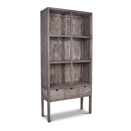 Bookcase Conner 106*225 grey 3 drawers