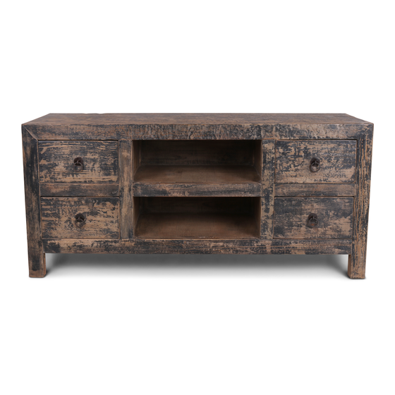 TV sideboard Alicante small black 4 drawers sideview