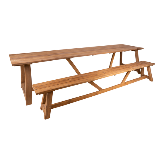 Outdoor table Yorkshire 200x80x78 sideview