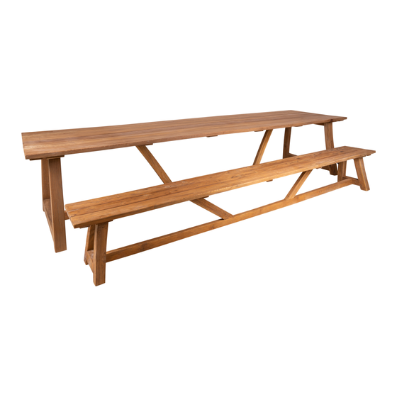 Outdoor table Yorkshire 240x80x78 sideview