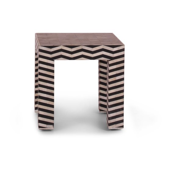 Side table Vicenza 41*41 black/white sideview