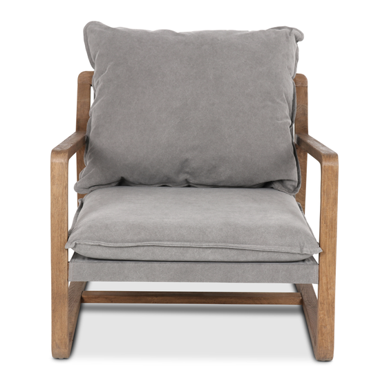 Chair Charles light grey canvas sideview