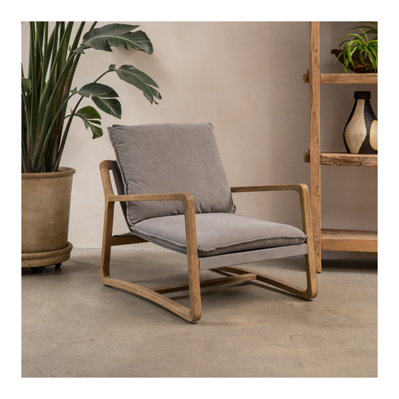 Lounge stoel Charles canvas grey sideview