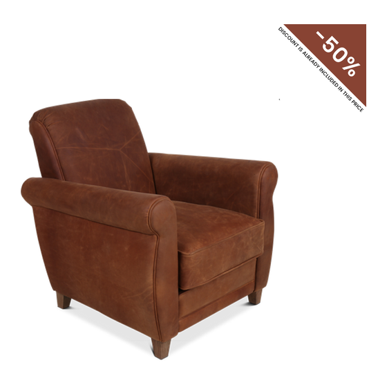 Fauteuil Princeton leather light brown
