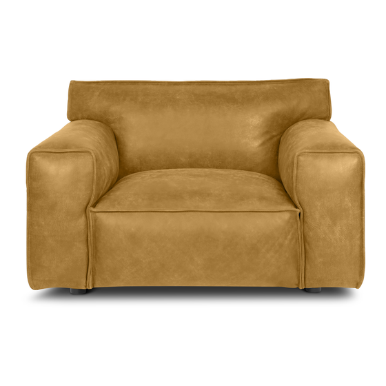 Sofa Chicago leather mustard sideview