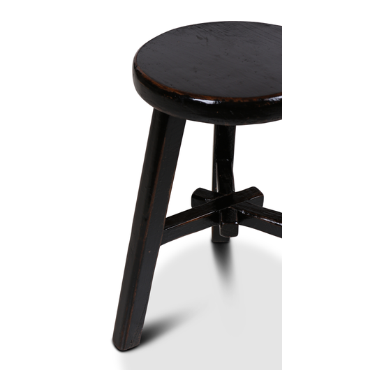 Stool round laquered black sideview