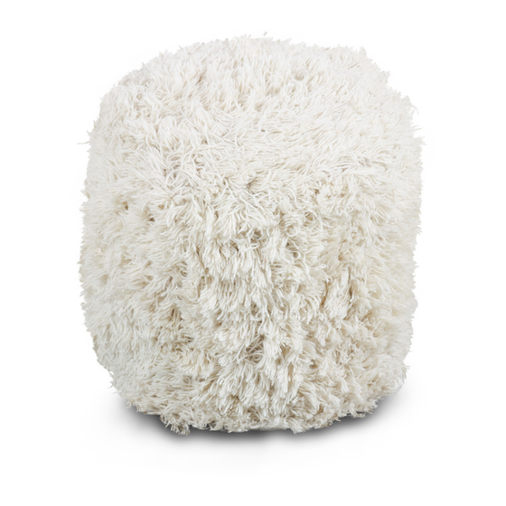 Pouf wool white Ø50x30