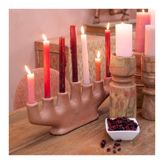 Candle holder Evora 7 arm terracotta sideview