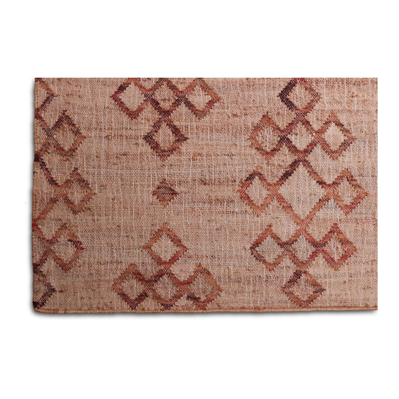 Carpet Jute with red pattern 200x300 sideview