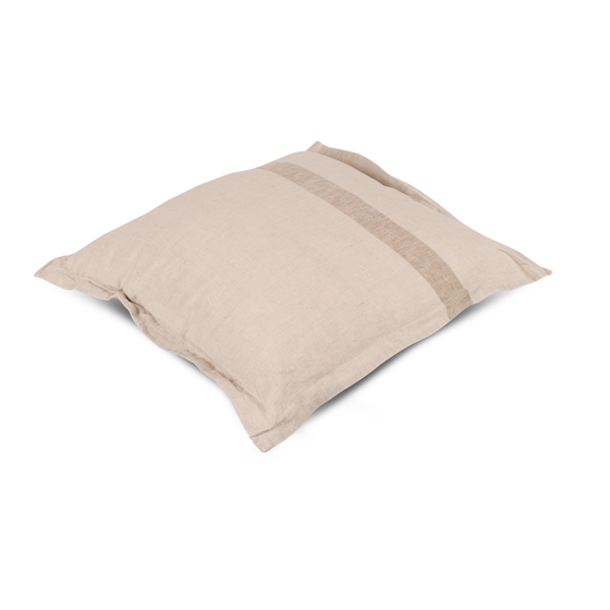 Cushion linen natural stripe sand 45x45 sideview