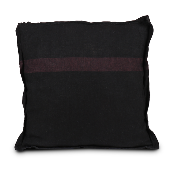 Cushion linen black stripe purple 45x45