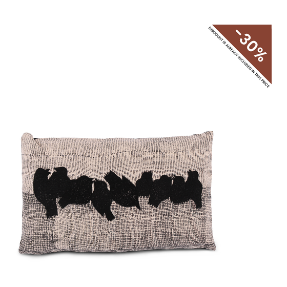 Cushion Volos pattern birds black/white 30x50