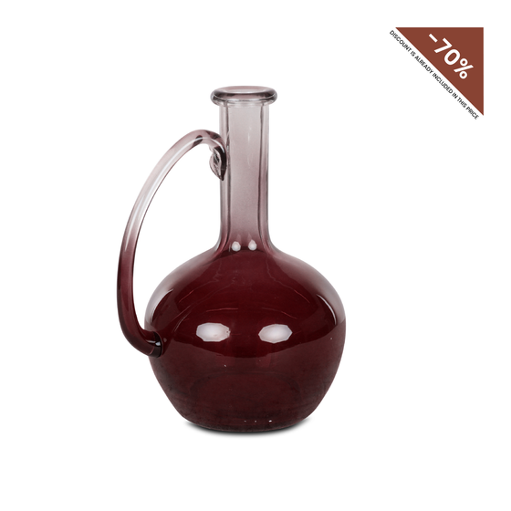 Vase Valenza glass wine red with ear 30x23cm