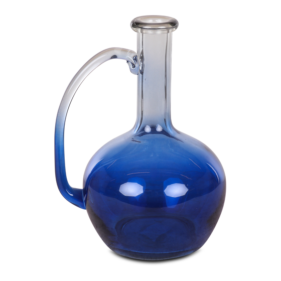 Vaas Valenza glas blauw met oor 30x23cm sideview