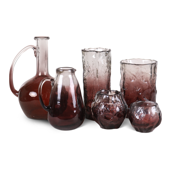 Vase Valenza glass wine red 20x14cm sideview