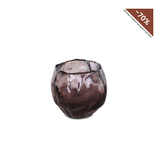 Theelichthouder Valenza glas wijnrood 9x10cm