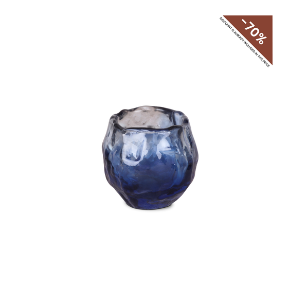 Theelichthouder Valenza glas blauw 9x10cm