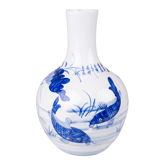 Vase Foshan with flower 22x35 sideview