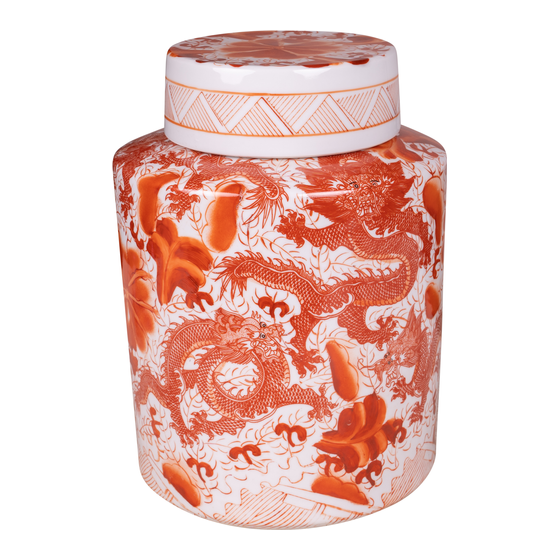 Ginger jar Jingde with dragon orange Ø23x30