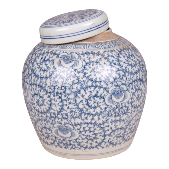 Ginger jar Chaozhou white/blue Ø22x22 sideview
