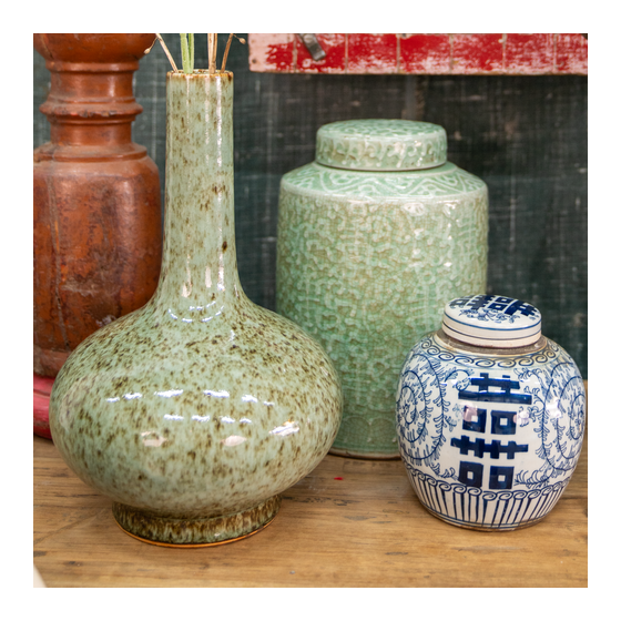 Vase Shandong glazed brown Ø22x31 sideview
