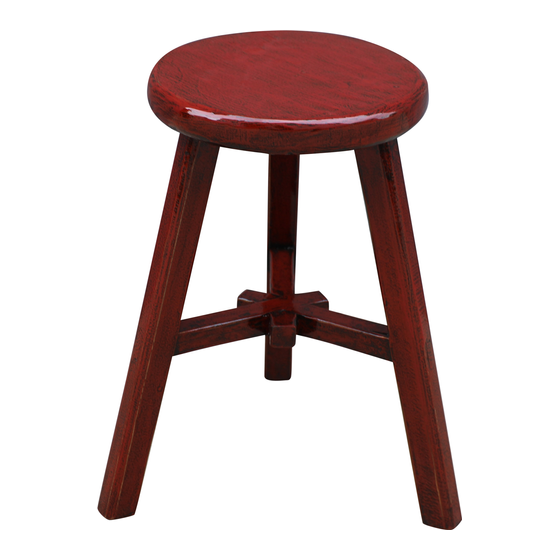 Stool round laquered red