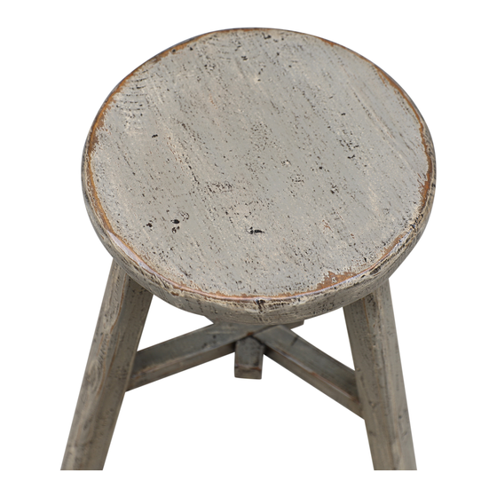 Stool round laquered grey sideview