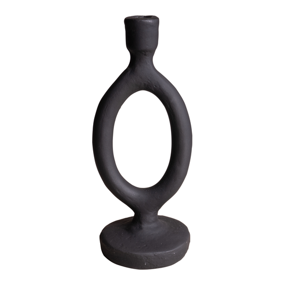 Candle holder round black small sideview