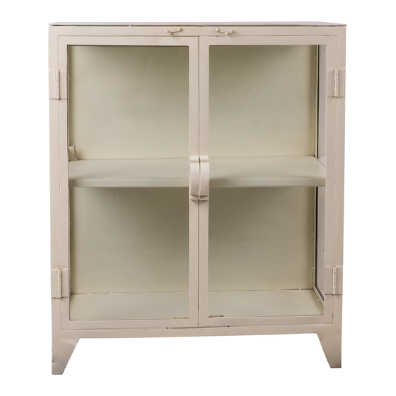 Glass cabinet iron white 80x40x96 sideview