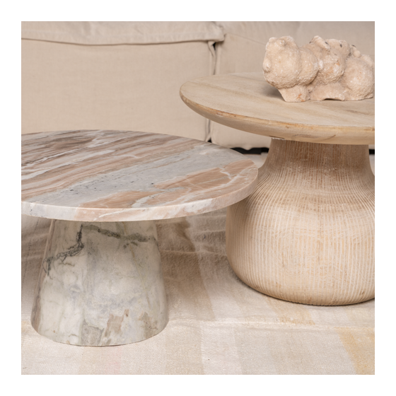 Coffee table Carrara marble white 56x56x30,5 sideview