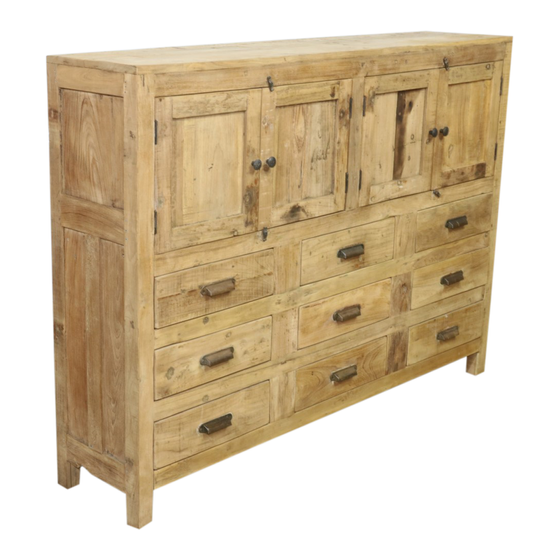 Chest of drawers Vienna wood 4drs 9drwrs sideview