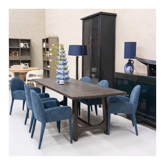 Dining table Bardi wood black wash 240x95x76 sideview