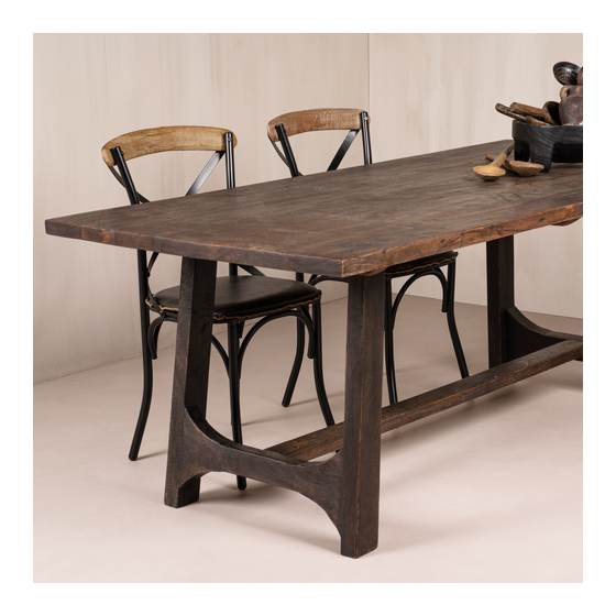 Dining table Bardi wood black wash 200x95x76 sideview