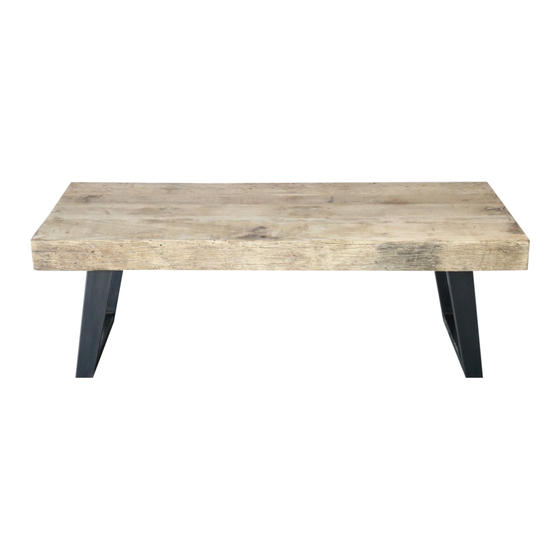Salontafel Benevento hout bleached 120x60x40 sideview