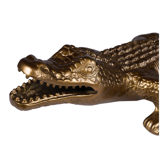 Decoratie krokodil goud sideview