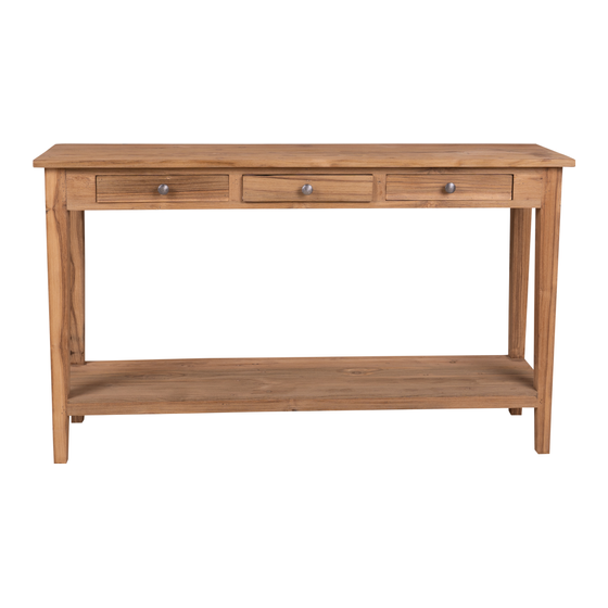 Console table Vienna wood 3drwrs sideview