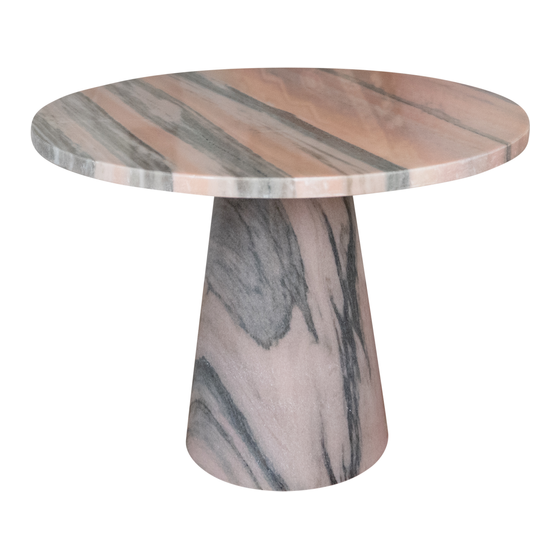 Side table Carrara marble pink 60x60x45 sideview