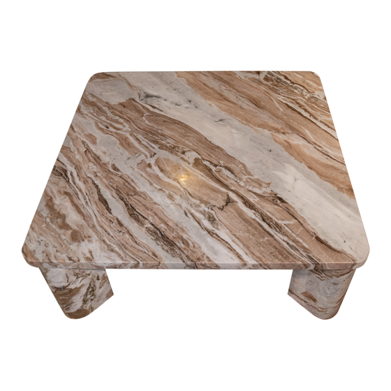 Coffee table Carrara marble wit 89x89x33 sideview