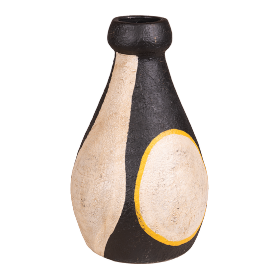 Vase Fortaleza terracotta black/white/yellow 23x23x38