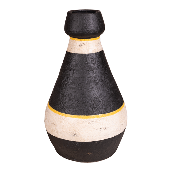 Vase Fortaleza terracotta black/white/yellow 28x28x44