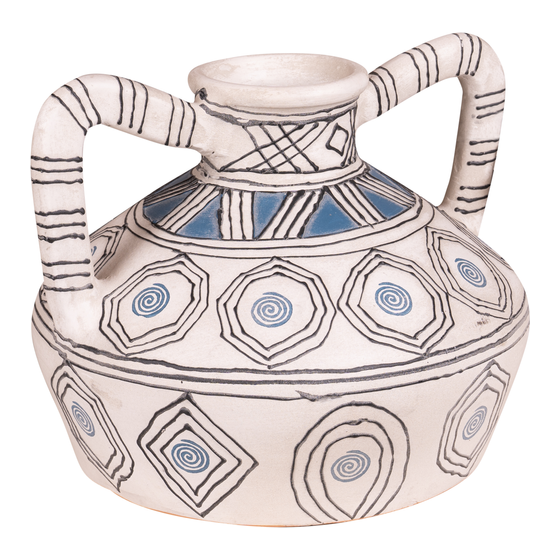 Vase Belem terracotta white/blue 38x34x28,5