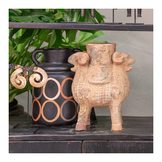 Vase Nairobi with ears terracotta black/brown 22x20x32 sideview