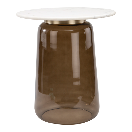 Side table Amadora glass marble brown 48x48x53