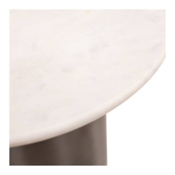Side table Amadora glass marble brown 48x48x53 sideview