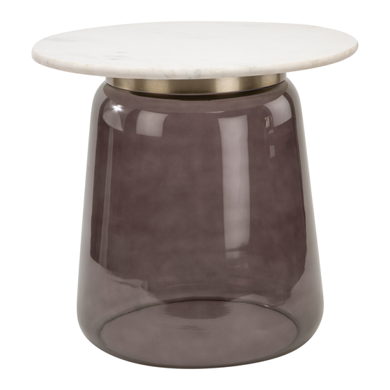 Side table Maia glass marble purple 46x46x43