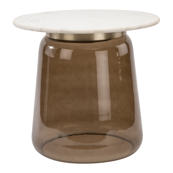 Side table Maia glass marble brown 46x46x53