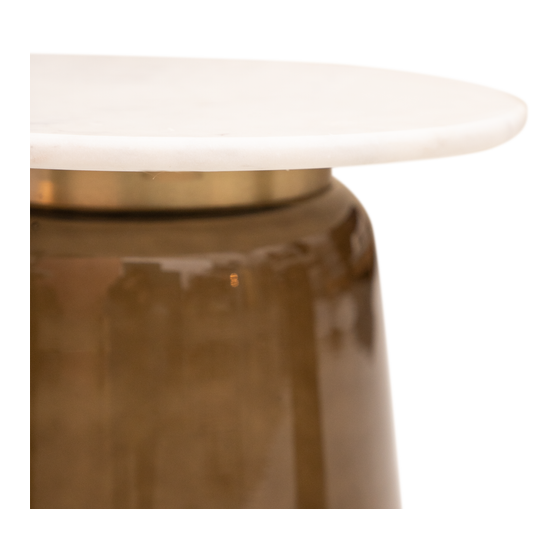 Side table Maia glass marble brown 46x46x53 sideview
