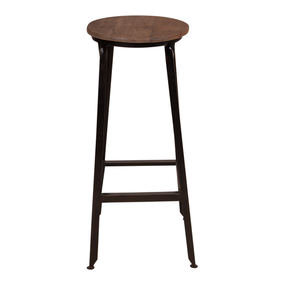 Bar chair wood with iron base 35x35x79 sideview