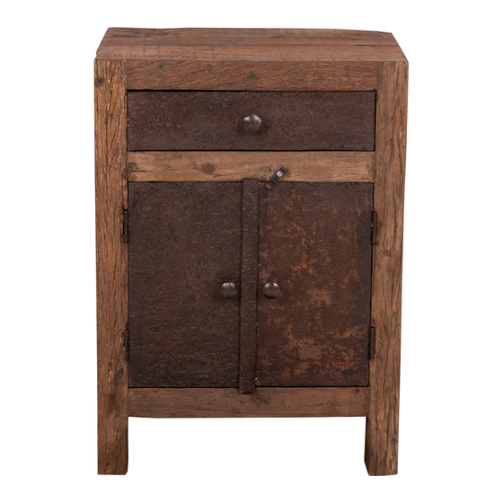 Night stand Flint wood and iron 2drs 1drwr 50x35x70 sideview