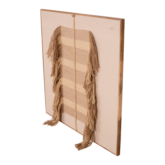 Tapestry in frame Timiri cotton and wool beige 100x100 sideview